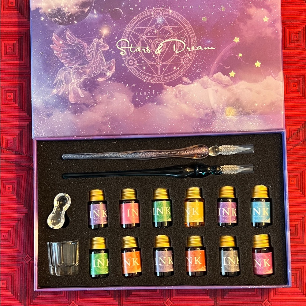 Colorful Ink Set with Glass Pens
